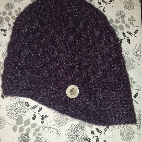 Handmade Purple Winter Hat one size - Picture 4 of 8